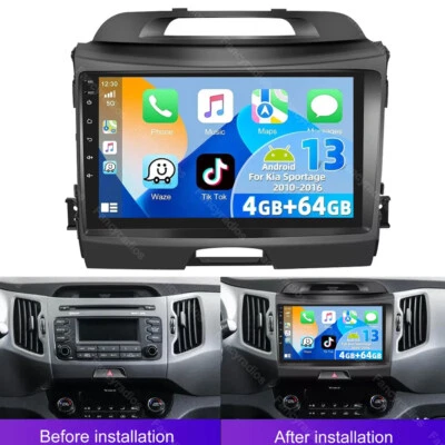 Radio estéreo de coche 9" Android 13 Carplay para KIA Sportage 2010-2016 GPS WIFI 4+64G Foto 1 de 4