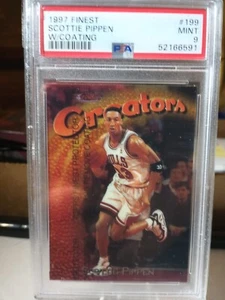 1997 Finest Scottie Pippen W/Coating #199 PSA 9 Chicago Bulls HOF - Picture 1 of 2