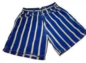 Vintage Marithe Francois Girbaud Denim Shorts Size 11/12 Striped Stonewash USA - Picture 1 of 6