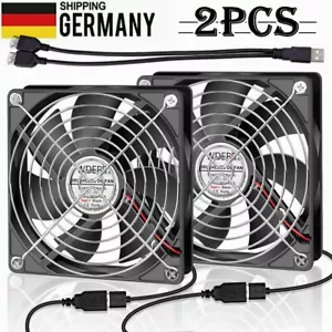 2stk USB Lüfter 140mm 5V Doppel USB PC Ventilator Computer PC Gehäuselüfter - Bild 1 von 14