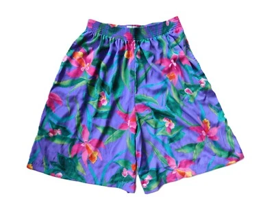 Koret Vintage 80s 90s Wide Leg Culotte Shorts High Waist Floral Cruise Size M/L - Image 1 of 3