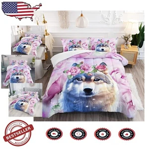 Fade-Resistant Wild Animal Comforter Set - Queen with 2 Pillowcases for Teens - Picture 1 of 9
