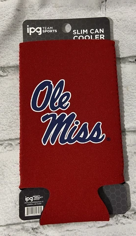 Ole Miss Rebels Red Slim Can Cooler Coozie Red Bull Claw Cover