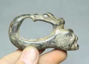 7CM Hongshan Culture Old Jade Carve Pig Long Skull Head Amulette Pendentif - Picture 1 of 5