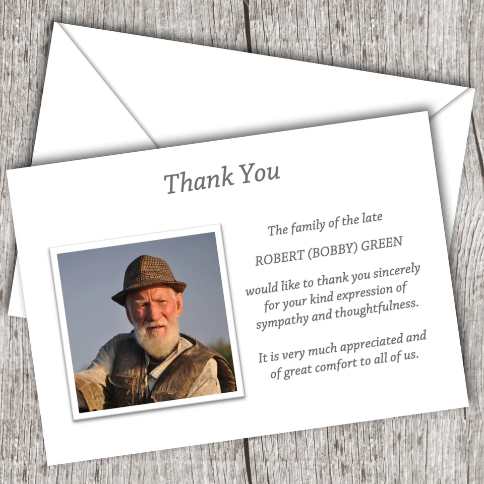 Personalised Sympathy/Funeral Thank You Cards - Photo - Image 1 of 1