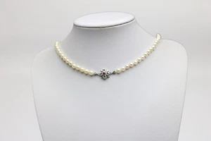 Cadena de perlas con colgante de piedras X de oro blanco 750 - aprox. 95 cm - Imagen 1 de 7
