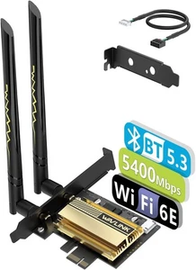 WiFi 6E PCIe AX5400M WiFi Card, Network Card Tri-Band AX210 Wireless Adapter wi - Picture 1 of 8