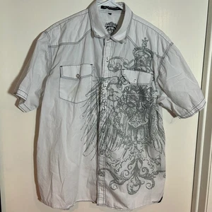 Camicia Southpole Premium con bottoni XXL manica corta stampa grafica - Foto 1 di 5
