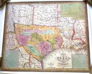 State of Texas Map with Contiguous American & Mexican States J.H. Young 1989 - Picture 1 of 6