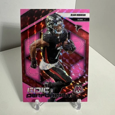 2025 Panini Mosaic Football Bijan Robinson Epic Performers Pink Fluorescent #8 - Image 1 of 2