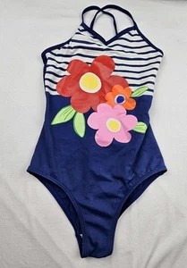 Lands' End Little Girls Onepiece Swimsuit Size 8 Adjustable Straps Blue - Picture 1 of 8
