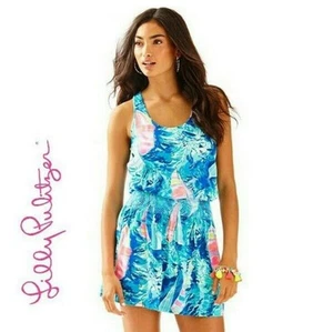 Vestido Lilly Pulitzer Tideline Hey Bay Azul Velero Espalda Corredora Elástico XS - Imagen 1 de 8
