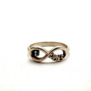 Anillo Infinity 2015 plata esterlina 925 acento verde talla 7,75 - Imagen 1 de 11