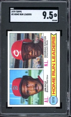 1979 Topps #2 Jim Rice/George Foster Home Run Leaders HOF SGC 9.5 MT+ MINT+ - Image 1 of 2