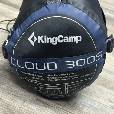 Saco de dormir KingCamp acampamento nuvem 300S 66,9 x 27,5 pol azul carbono - Usado - Imagem 1 de 4
