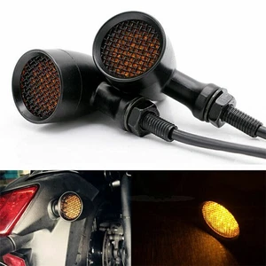 2X Motorcycle LED Turn Signal Lights Amber Indicator Tail Lamp For Harley Black - Picture 1 of 12