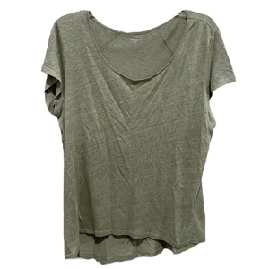 Camiseta Garnet Hill Minimalista Lino Orgánico Talla Grande Verde Lagenlook Calce Relajado - Imagen 1 de 5