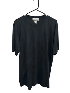 Camiseta básica de nailon negra manga corta cuello redondo texturizado Alfani talla grande - Imagen 1 de 9