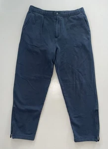 Mens LL Bean Athletic Lounge Pants Sweatpants Zip Fly Navy Blue Medium Reg - Picture 1 of 14