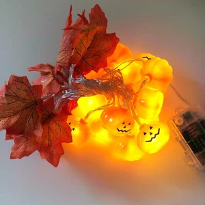 2 Pack Halloween Fall Decoration Pumpkin String Lights 30 LED & Remote Control - Picture 1 of 10