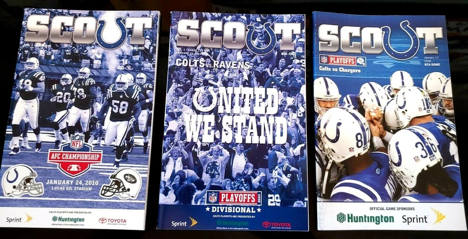 INDIANAPOLIS COLTS PLAYOFF PROGRAMS X3 - RAVENS 2009 & JETS 2009 & CHARGERS 2008 - Image 1 of 1