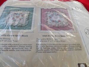 Creative Circle Stamped Cross Stitch Kit #1025 Frilly Rose Quilt Block NIP