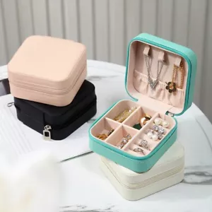 Portable Mini Jewelry Storage Box Travel Organizer Jewelry Case Leather Storage - Picture 1 of 14