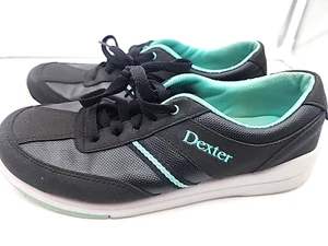 Dexter Shoes Womens 8 M Dani Bowling Sneakers B4274-1 Black Faux Suede Lace Up - Picture 1 of 7