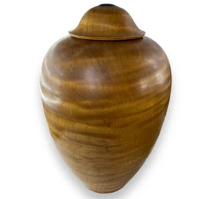 Vaso Brad Stave trapuntato acero vintage legno pregiato vaso con coperchio intagliato firmato - Foto 1 di 11