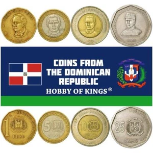 Dominican Republic | 4 Coin Set | 1 5 10 25 Pesos | Famous Figures | 1992 - 2016 - Picture 1 of 1