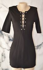 BARDOT Black Lace Up Dress US 8 Medium AUS UK 12 EUR 40 Short Sleeves Unlined