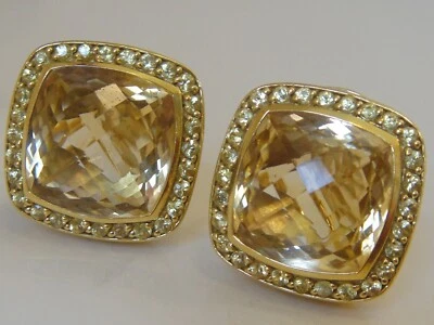 David Yurman 18K 金大号 ALBION 冠军 CITRINE 黄色蓝宝石耳环 — 第 1/4 张图片