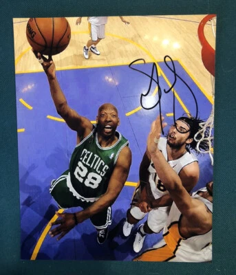 Foto firmada por Sam Cassell de 8x10 de los Boston Celtics NBA campeón prueba Foto 1 de 3