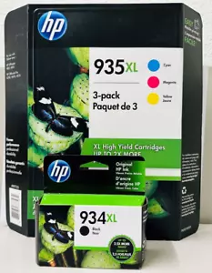 New Genuine HP 934XL 935XL Black Color 4PK Ink Cartridges OfficeJet Pro 6815 - Picture 1 of 3