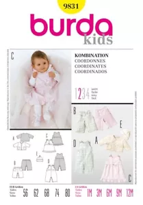 BURDA 9831 BABY COORDINATES Sewing Pattern Ages 1 - 12 Months SKILL: EASY - Picture 1 of 3
