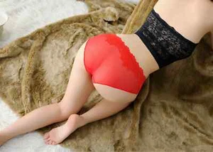 Sexy Nylon Damen Slip M-L ROT  transparent  Spitze Dessous Reizwäsche erotisch - Bild 1 von 7