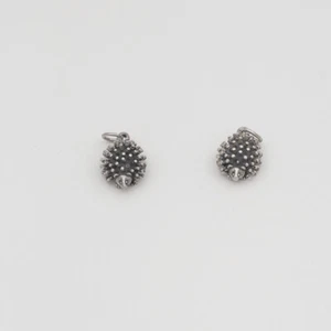 Hedgehog charm Charm Pendant 925 STERLING SILVER .925 3D set of 2 - Picture 1 of 2