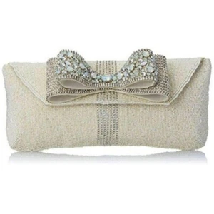 NEW MARY FRANCES  Beaded Crystal Clutch Stardust Collectible Ivory Silver RARE - Picture 1 of 15