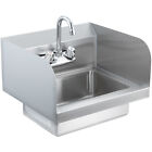 VEVOR Wall Mount Hand Wash Sink 17'x 15' Stainless Steel w/ Faucet & Splash NSF