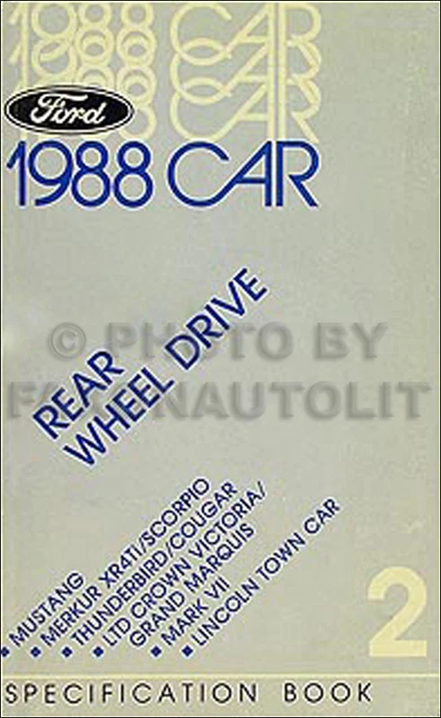 1988 Ford Servicio Especificación Libro MUSTANG Tbird Ltd Mercury Cougar Merkur - Imagen 1 de 1