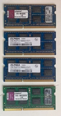 4x 2GB = 8GB DDR3L 204-pin PC3-10600 (1333 MHz) DDR3 SO-DIMM Apple Compatible - Bild 1 von 2