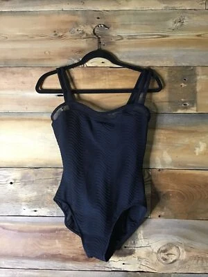 Vintage Mainstream Swimsuit Sz 12 Mesh Straps Union Made Tag USA Black - Image 1 of 4