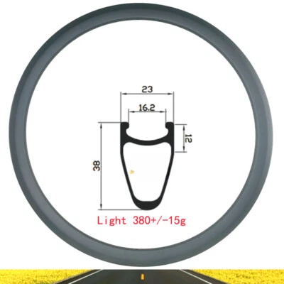 700C 38毫米*23毫米公路自行车碳圈盘/V制动钳16-36孔  — 第 1/4 张图片
