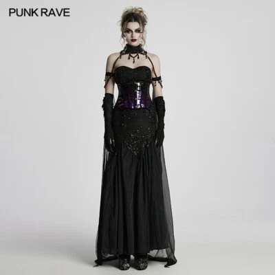 Capa de gasa Punk Rave Dark Night Vampire para mujer con gargantilla desmontable con cuentas Foto 1 de 4