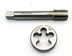 Juego de grifos y troqueles TEMO 5/8""-24 y 1/2""-28 UNEF HSS máquina hilo grifo y troquel redondo - Imagen 1 de 4