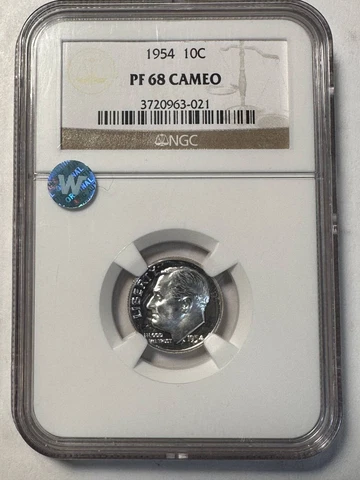 1954 P Dimes Roosevelt NGC PF-68 CAMEO sight White Cover
