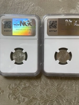 Lot of 2 NGC Graded Coin Slabs 1955 P Roosevelt Dime MS66 Silver Coins 10c - Image 1 of 4
