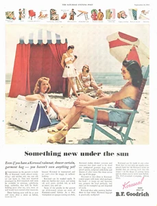 1945 BF GOODRICH vintage art PRINT AD beach umbrella ladies swimsuits sunglasses - Picture 1 of 1