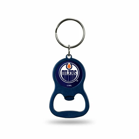 Edmonton Oilers Bottle Opener Keychain Team Color Metal Hockey Cover