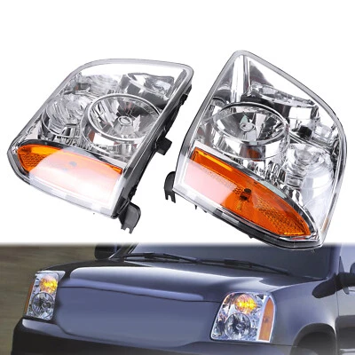 Headlights Headlamps Left+Right  For 2007-2012 2013 2014 Chevrolet GMC Yukon Foto 1 de 4